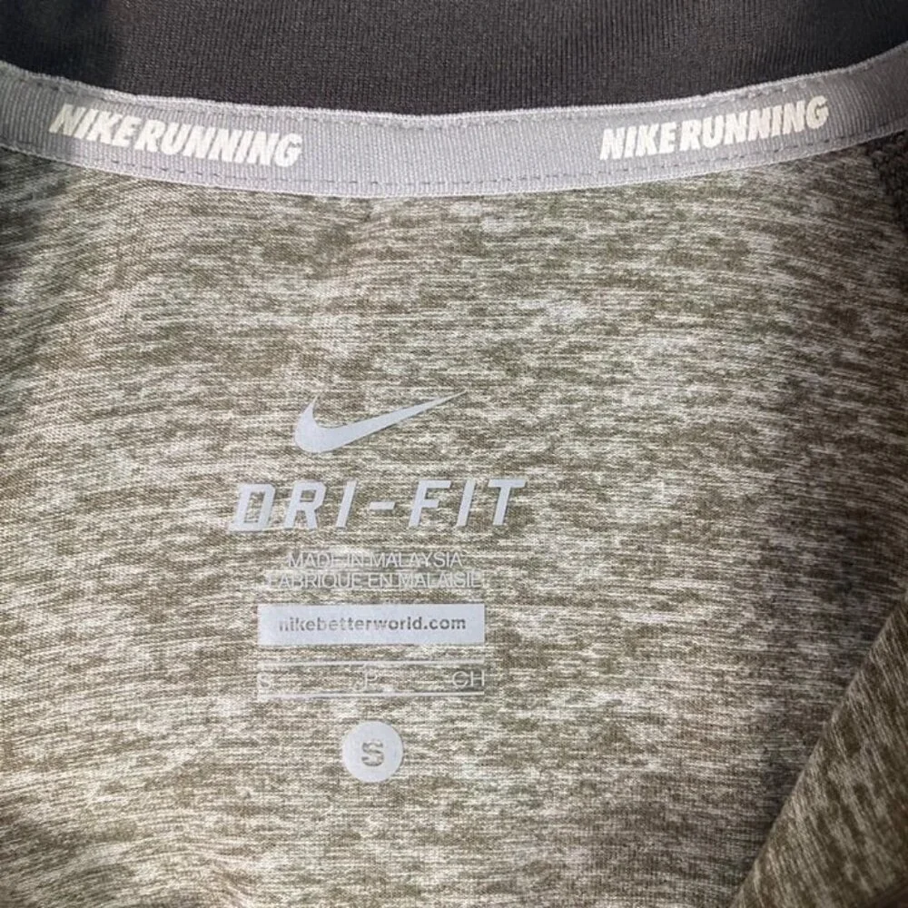 Womens Nike Element Dri Fit Running Top Long Sleeve 1/2 Zip Top Gray Green Brown